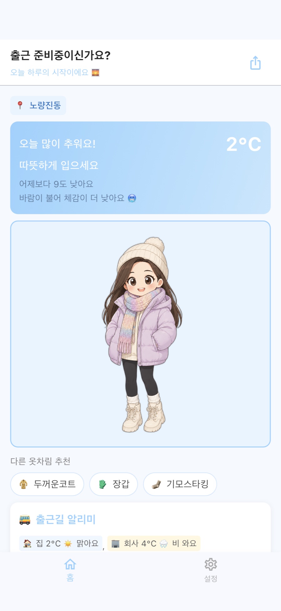 기온별 옷차림 캐릭터